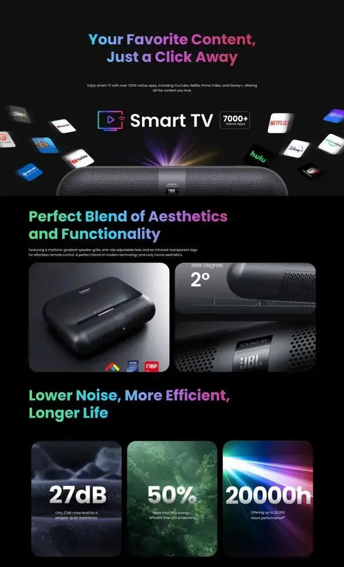 Yaber K300s 便攜投影機 Projector 短距離投射 三束RGB鐳射 自動對焦 香港行貨