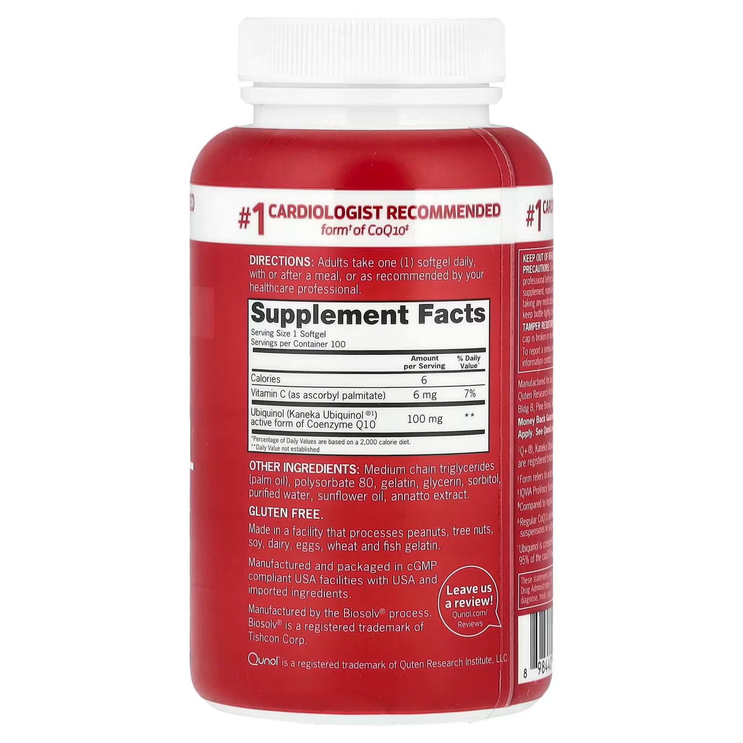 美國 Qunol Mega Ubiquinol Coq10還原形式泛醇輔酶 100毫克 100粒膠囊 2029年4月30日到期 平行進口