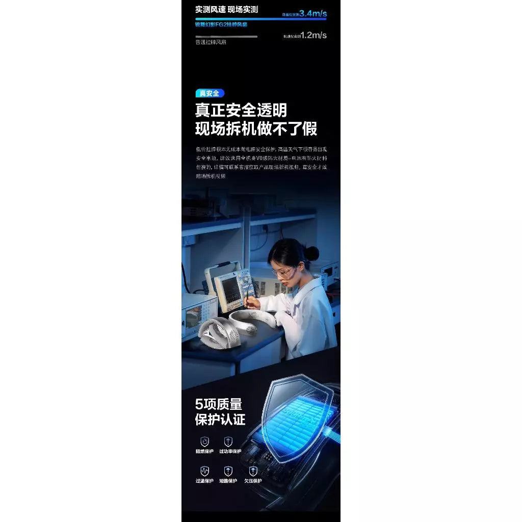 RANVOO FG10 掛頸風扇：搭載三相高速無刷電機 4000mAh大容量電池（10小時續航）三檔風力調節 白色 中國版 平行進口