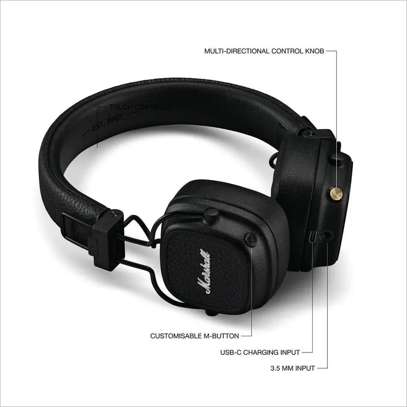 平行進口 MARSHALL MAJOR V MAJOR 5 頭戴式藍牙耳機 約100小時藍牙播放 平行進口 Parallel Import